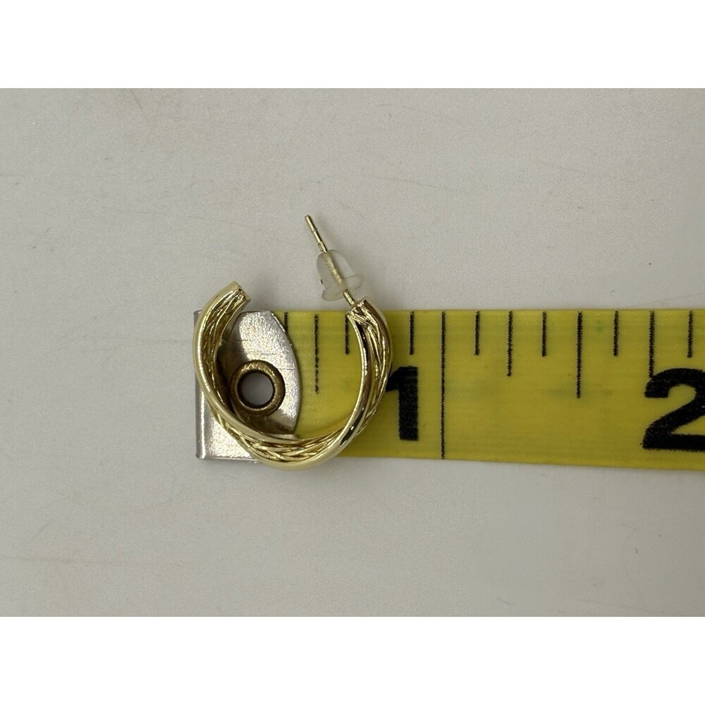Braid Twist C-Shaped Open Hoop Earrings Gold Plated Sterling Silver 925 UTC CN - Picture 6 of 11